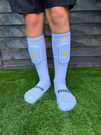 Velocity Lightweight Slip-On Shin Pads White/Yellow